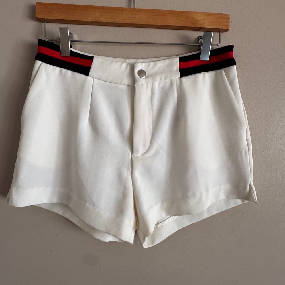 Gucci White Shorts with Black and Red Waistband